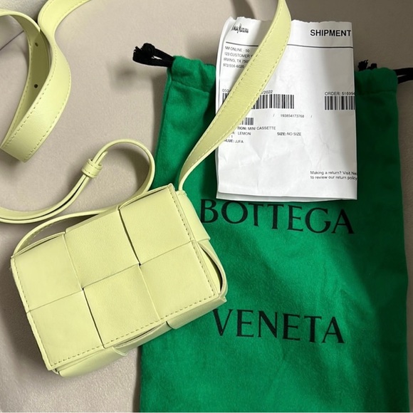 Bottega Veneta Handbags - Bottega Veneta Lemon-Green Intrecciato Mini Crossbody Bag